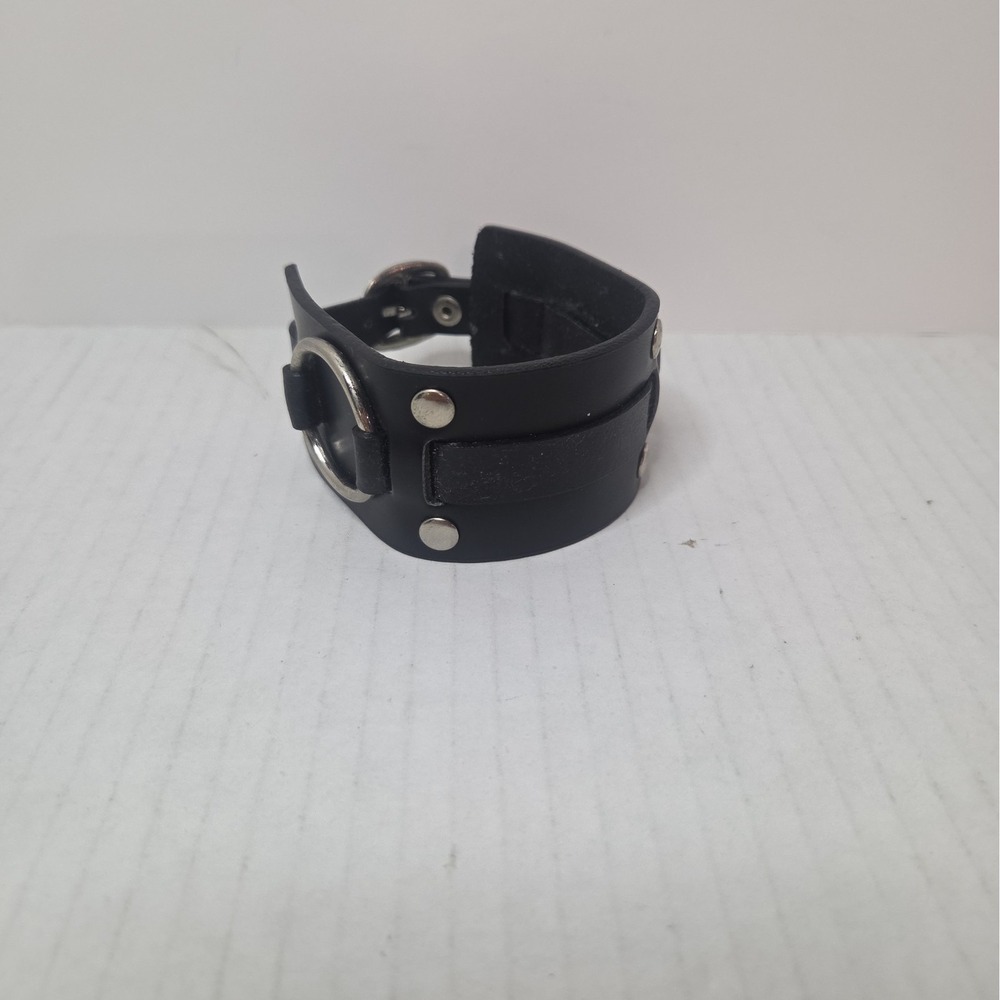 Punk Cuff goth Hot Topic Leather Bracelet Silber Ring Y2K